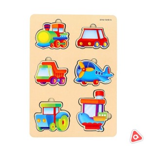 Пазл вкладыш на деревянной основе "Транспорт", 6 вкладышей /9145022