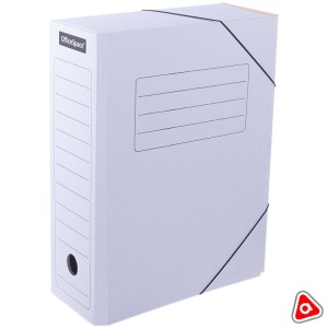 Короб архивный OfficeSpace на резинках, 235x100x325 мм, микрогофрокартон, белый /225427
