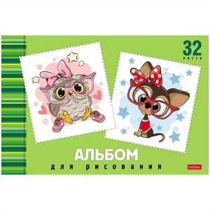 Альбом для рисования А4 на скобе 32 л "Мультяшки" /19507/19509/19510