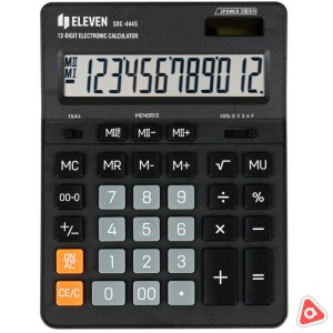 Калькулятор 12 разр ELEVEN SDC-444 черный двойное питание/155х205х36 мм