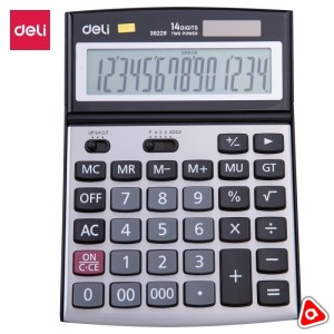 Калькулятор 14 разр Deli 39229 черно-серый 190х137х34 мм