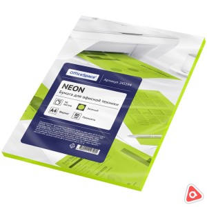Цветная бумага A4, 80 гр "OfficeSpace" Neon 50 л, зеленый /245194