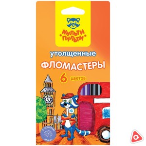 Фломастеры 6 цв Мульти Пульти "Енот в Англии", смываемые /10732