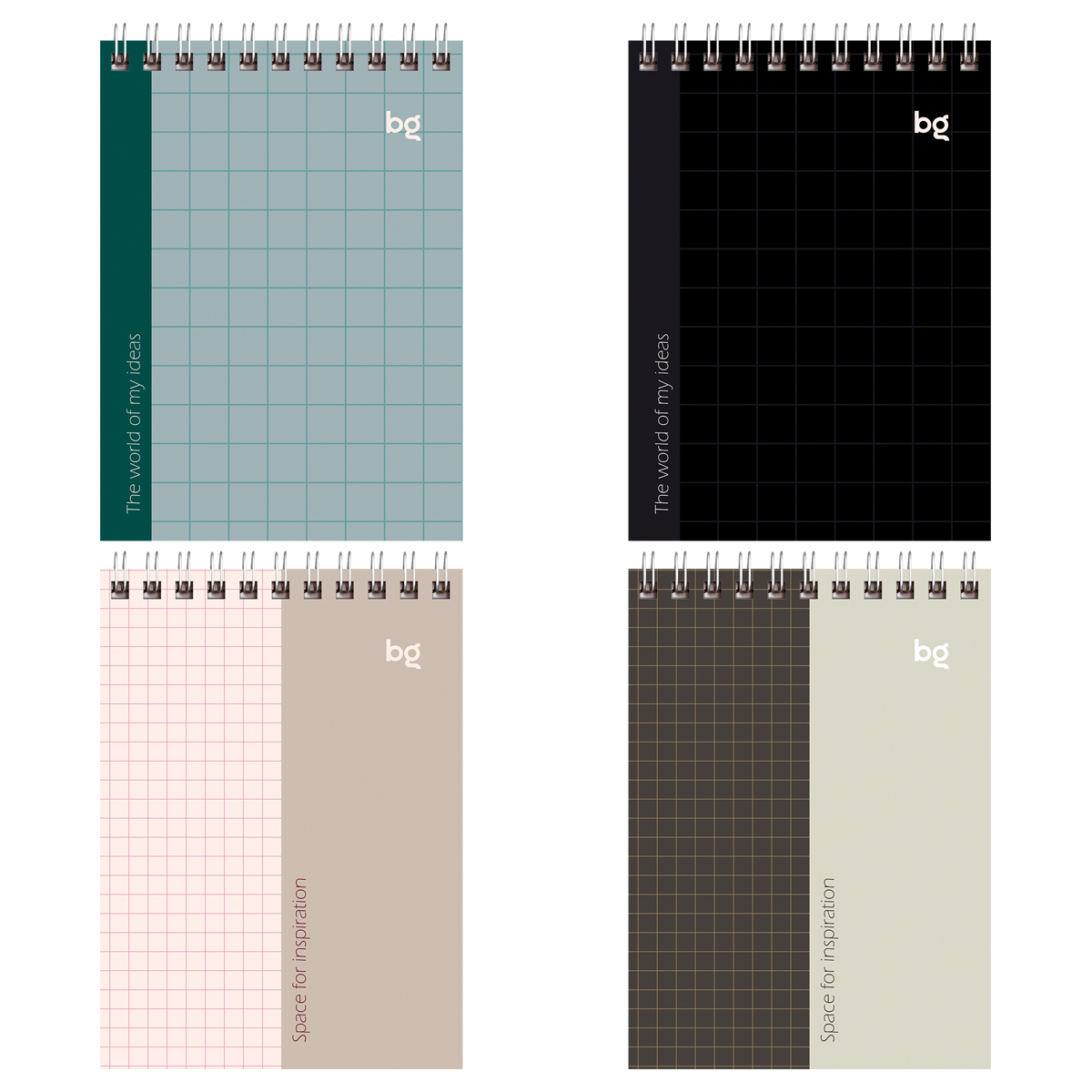 Блокнот на пружине А6 "BG" Строгий стиль в клетку, ассорти /94015