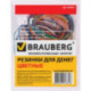 Резинки для денег цветные "BRAUBERG" 50 гр, натуральный каучук, 440035