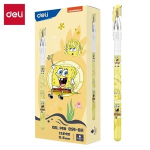 Ручка гелевая Deli "SpongeBob" 0,5 мм черный стержень /уп 12 шт /EG91-BK