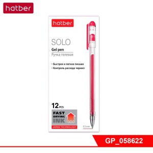 Ручка гелевая "Hatber"Solo 05 мм.красная прозрачн.корп./058622